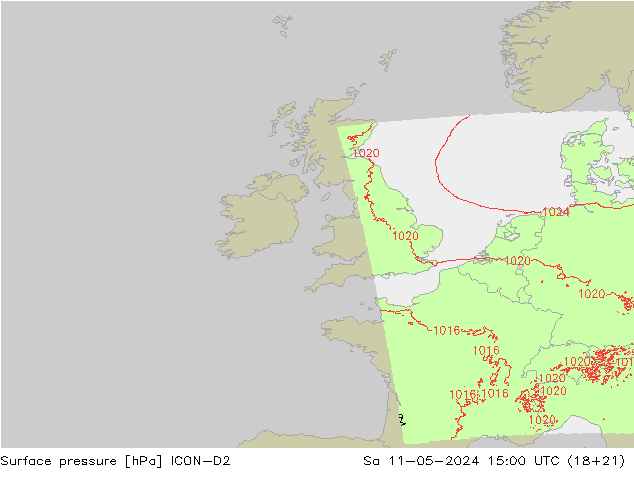 Luchtdruk (Grond) ICON-D2 za 11.05.2024 15 UTC