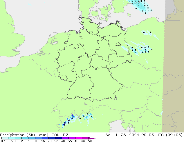 Precipitation (6h) ICON-D2 So 11.05.2024 06 UTC