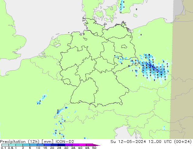 Precipitación (12h) ICON-D2 dom 12.05.2024 00 UTC