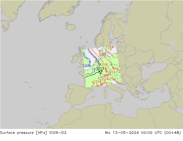 Bodendruck ICON-D2 Mo 13.05.2024 00 UTC