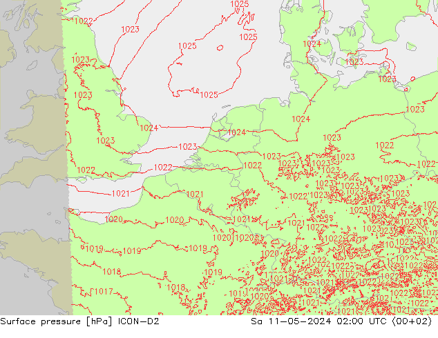 Bodendruck ICON-D2 Sa 11.05.2024 02 UTC