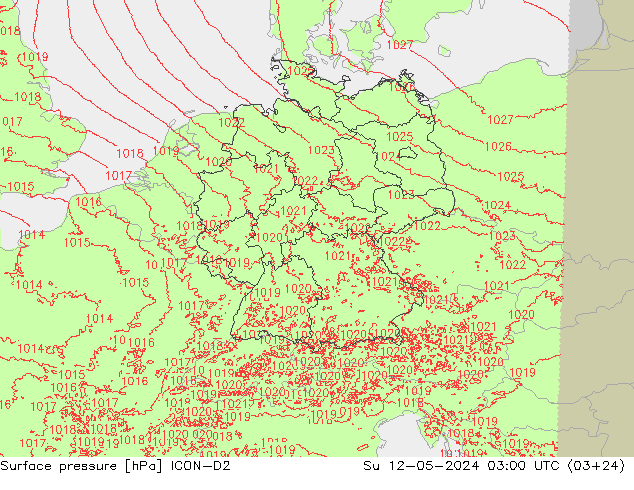 pression de l'air ICON-D2 dim 12.05.2024 03 UTC