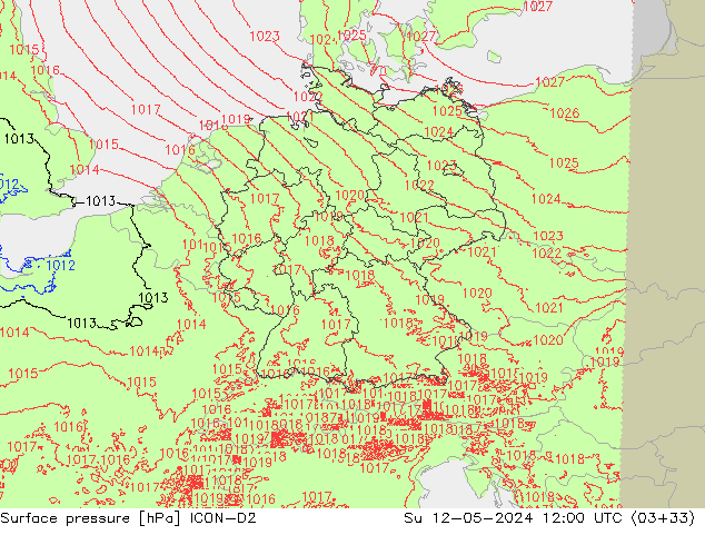 pression de l'air ICON-D2 dim 12.05.2024 12 UTC