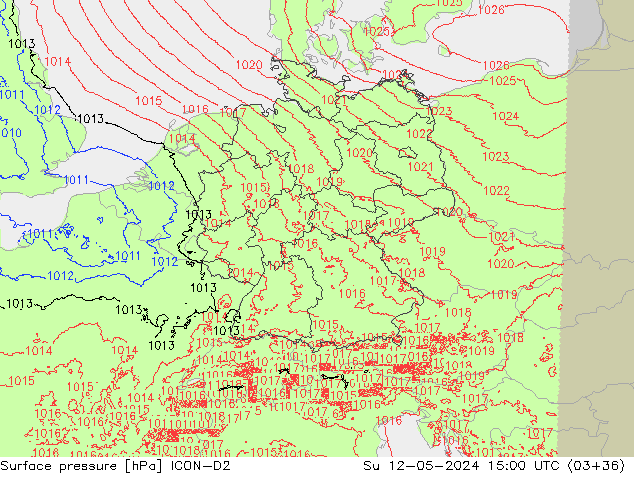 pression de l'air ICON-D2 dim 12.05.2024 15 UTC