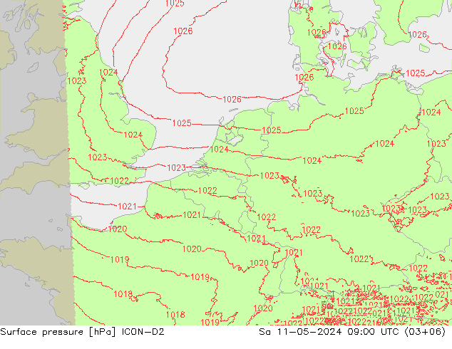 pression de l'air ICON-D2 sam 11.05.2024 09 UTC