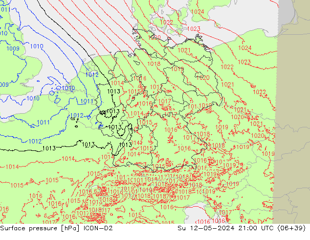 приземное давление ICON-D2 Вс 12.05.2024 21 UTC
