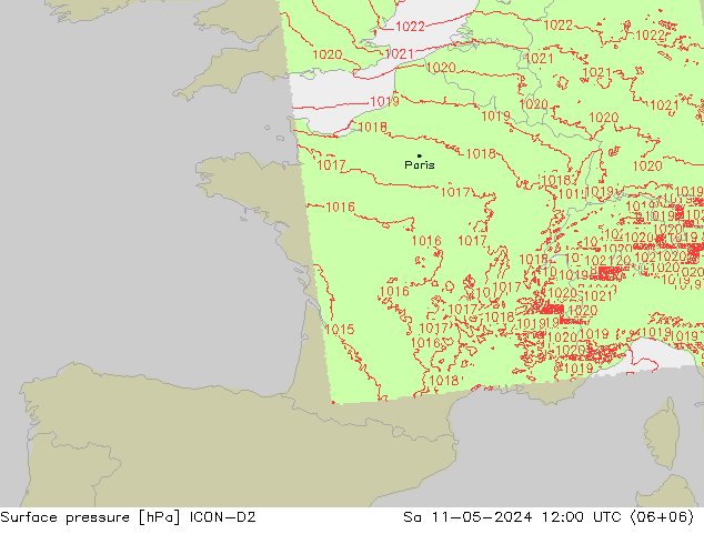 Yer basıncı ICON-D2 Cts 11.05.2024 12 UTC