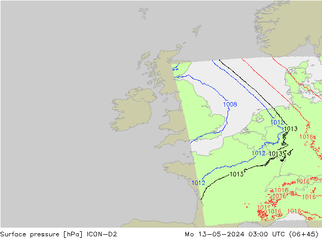 Bodendruck ICON-D2 Mo 13.05.2024 03 UTC