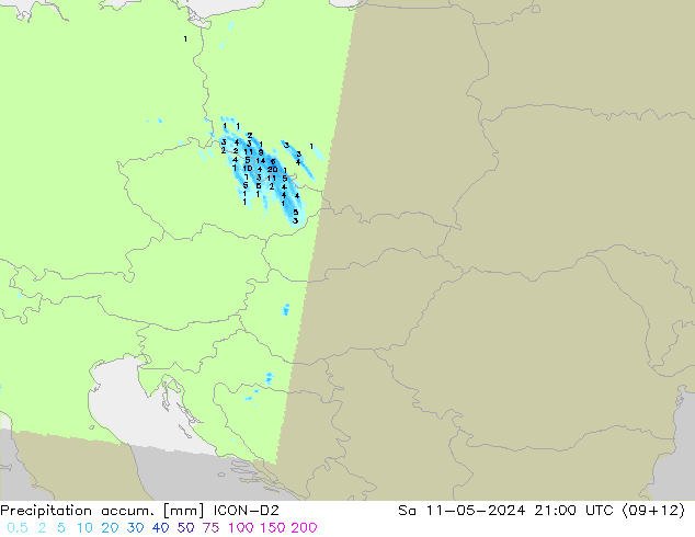 Precipitation accum. ICON-D2 so. 11.05.2024 21 UTC