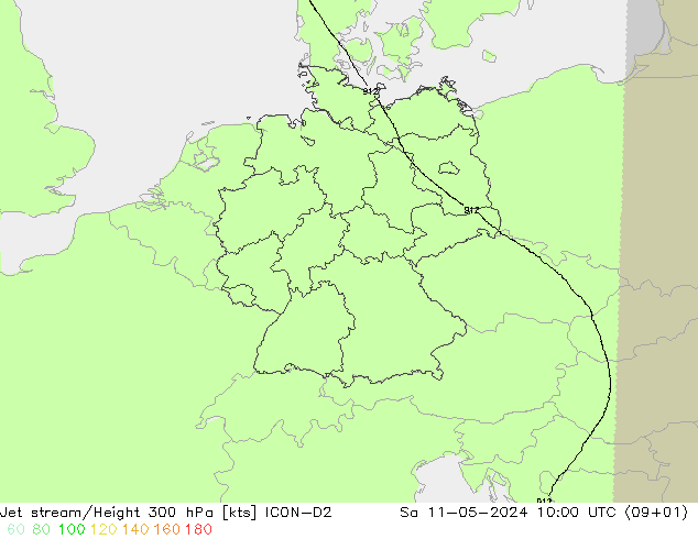 高速氣流 ICON-D2 星期六 11.05.2024 10 UTC