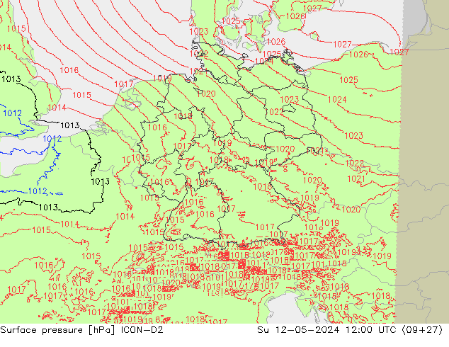 pression de l'air ICON-D2 dim 12.05.2024 12 UTC