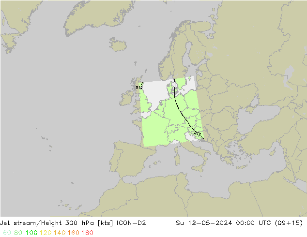 Jet stream/Height 300 hPa ICON-D2 Su 12.05.2024 00 UTC