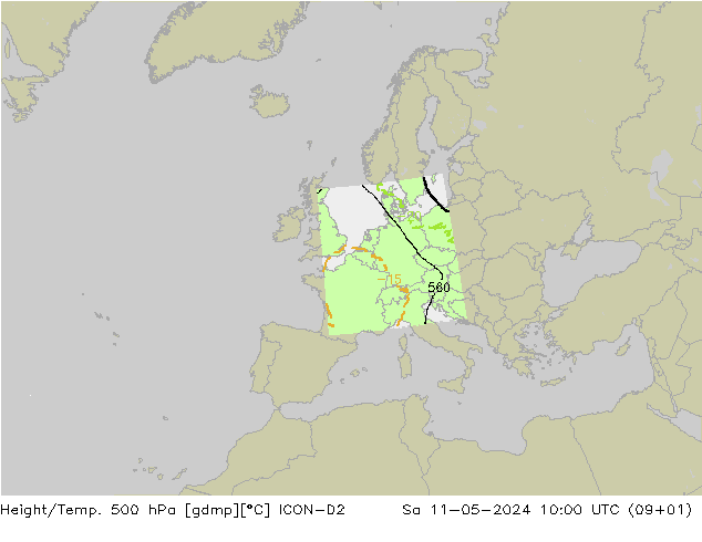 Hoogte/Temp. 500 hPa ICON-D2 za 11.05.2024 10 UTC