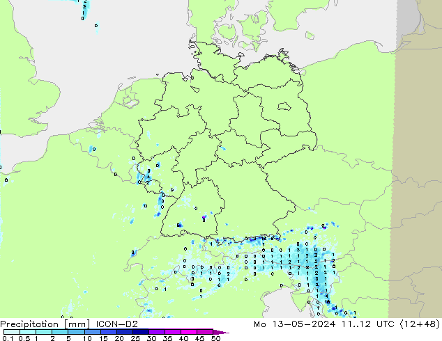 precipitação ICON-D2 Seg 13.05.2024 12 UTC