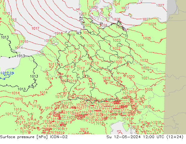地面气压 ICON-D2 星期日 12.05.2024 12 UTC