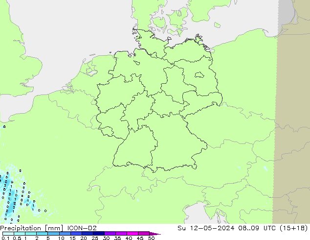 Neerslag ICON-D2 zo 12.05.2024 09 UTC