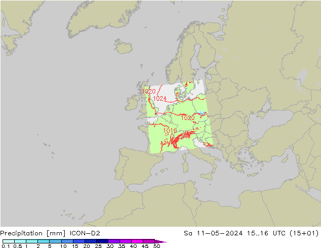 Yağış ICON-D2 Cts 11.05.2024 16 UTC