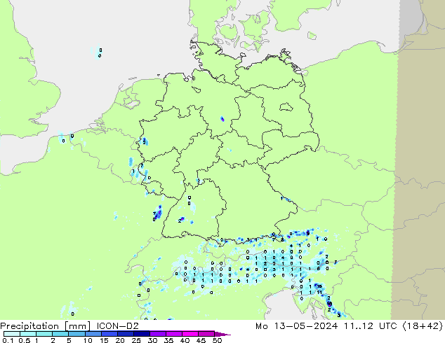 precipitação ICON-D2 Seg 13.05.2024 12 UTC