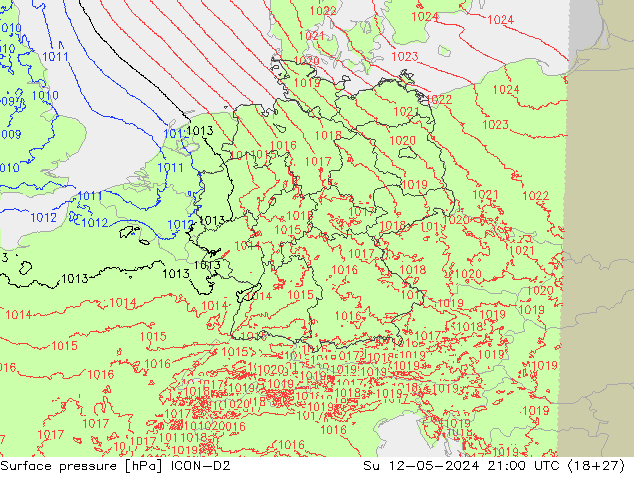 pression de l'air ICON-D2 dim 12.05.2024 21 UTC