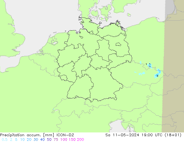 Precipitation accum. ICON-D2 Sa 11.05.2024 19 UTC