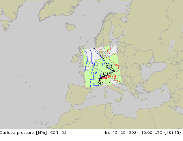 pression de l'air ICON-D2 lun 13.05.2024 15 UTC