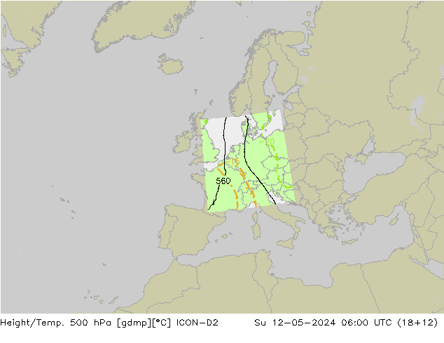 Height/Temp. 500 hPa ICON-D2 Su 12.05.2024 06 UTC