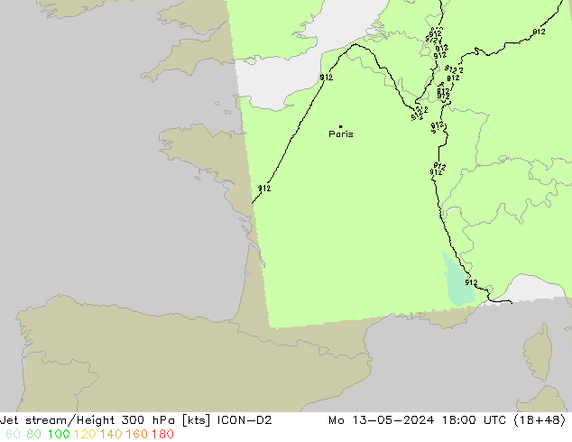Straalstroom ICON-D2 ma 13.05.2024 18 UTC