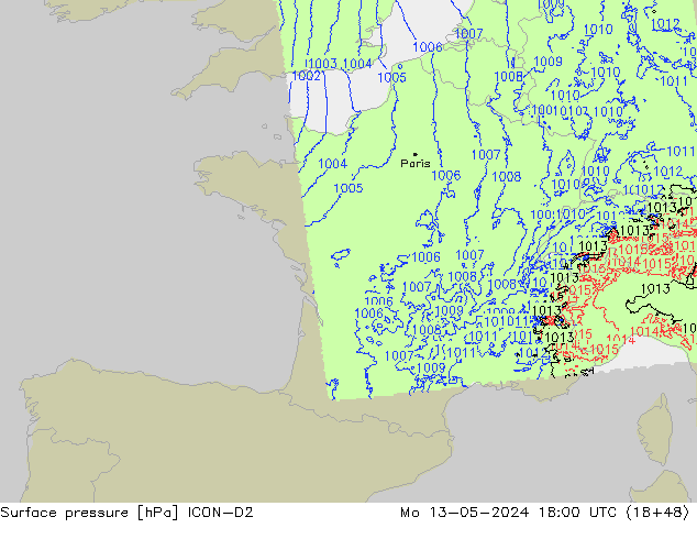 Bodendruck ICON-D2 Mo 13.05.2024 18 UTC