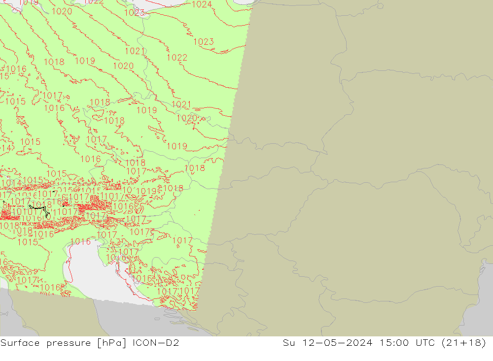 Bodendruck ICON-D2 So 12.05.2024 15 UTC