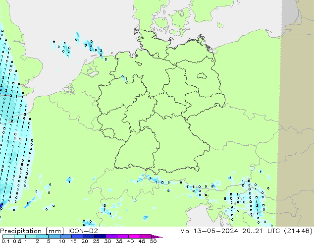 precipitação ICON-D2 Seg 13.05.2024 21 UTC