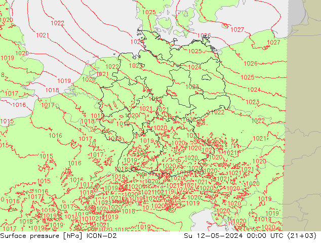 地面气压 ICON-D2 星期日 12.05.2024 00 UTC