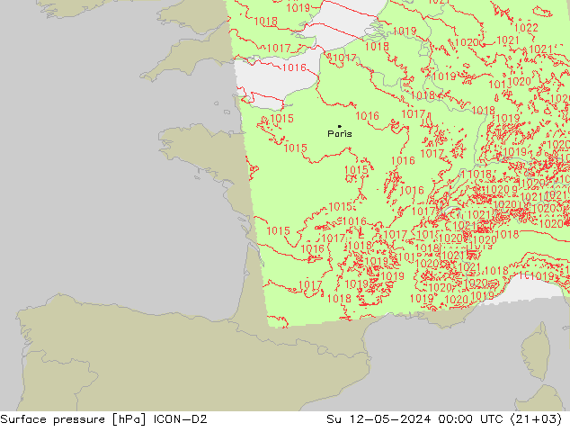Bodendruck ICON-D2 So 12.05.2024 00 UTC