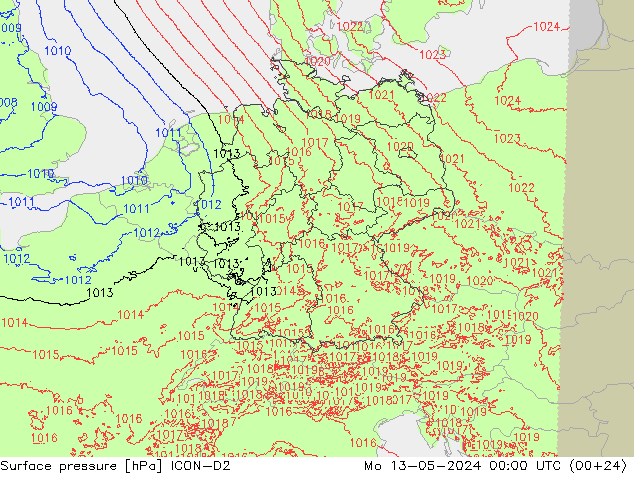 Bodendruck ICON-D2 Mo 13.05.2024 00 UTC