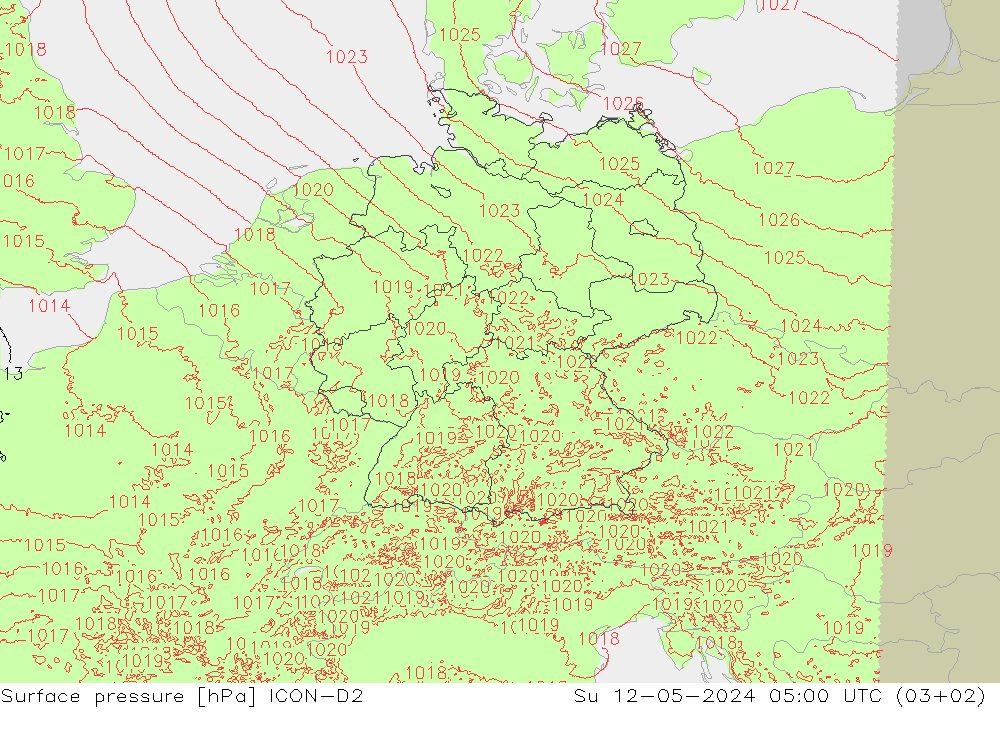 Bodendruck ICON-D2 So 12.05.2024 05 UTC