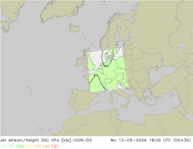 Prąd strumieniowy ICON-D2 pon. 13.05.2024 18 UTC