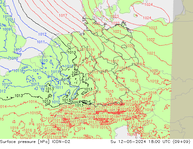 pression de l'air ICON-D2 dim 12.05.2024 18 UTC
