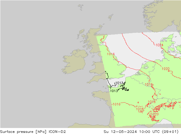 Yer basıncı ICON-D2 Paz 12.05.2024 10 UTC