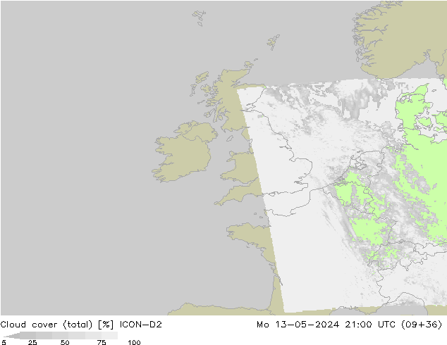 облака (сумма) ICON-D2 пн 13.05.2024 21 UTC