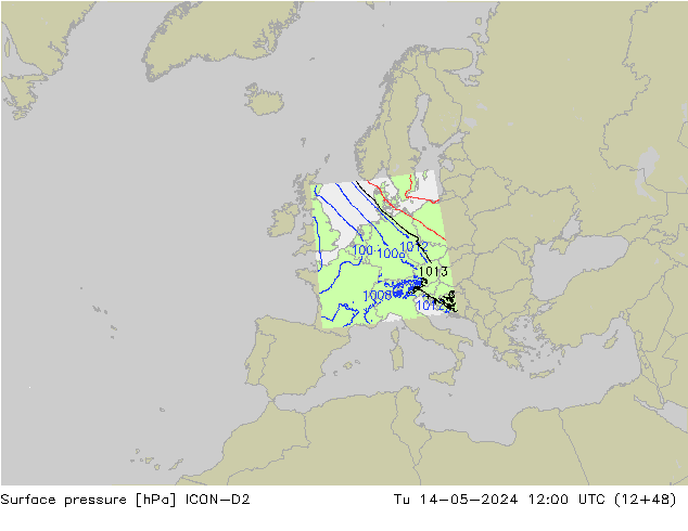 Bodendruck ICON-D2 Di 14.05.2024 12 UTC