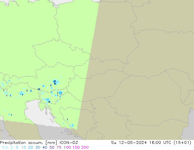 Precipitation accum. ICON-D2 nie. 12.05.2024 16 UTC