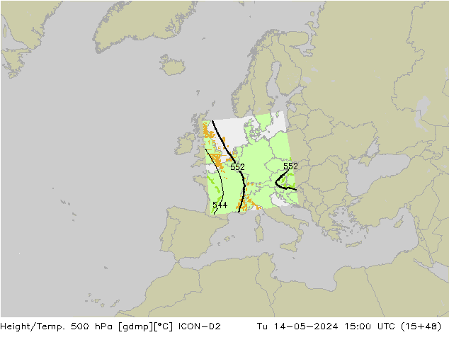 Yükseklik/Sıc. 500 hPa ICON-D2 Sa 14.05.2024 15 UTC