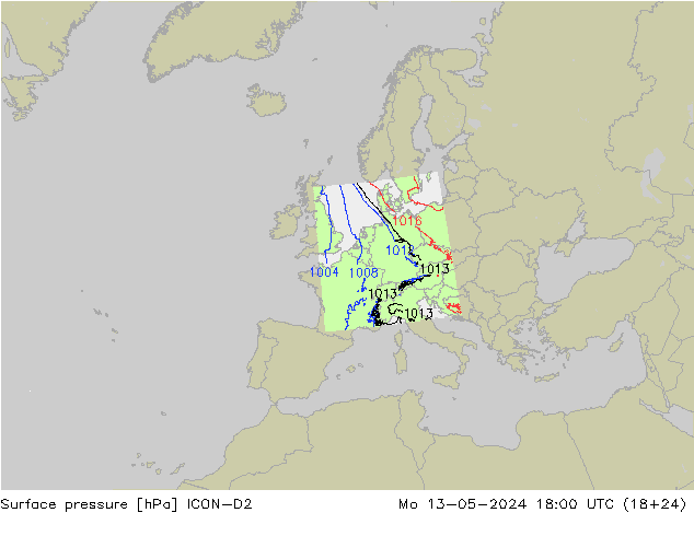 Bodendruck ICON-D2 Mo 13.05.2024 18 UTC