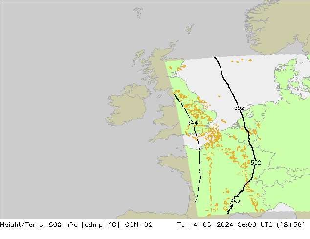Height/Temp. 500 hPa ICON-D2 Tu 14.05.2024 06 UTC