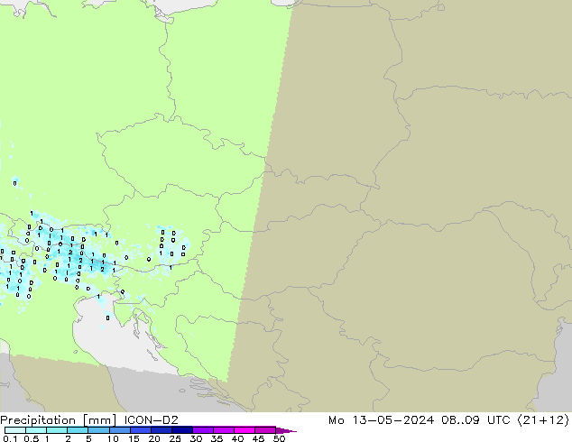 Neerslag ICON-D2 ma 13.05.2024 09 UTC