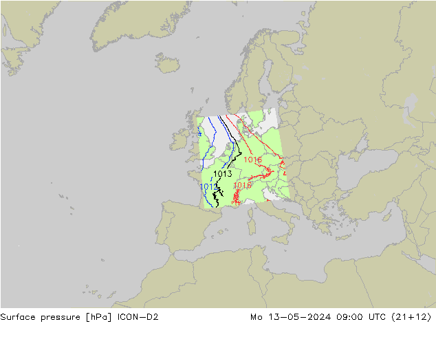 Bodendruck ICON-D2 Mo 13.05.2024 09 UTC