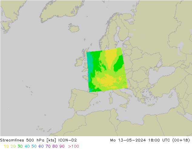 Rüzgar 500 hPa ICON-D2 Pzt 13.05.2024 18 UTC