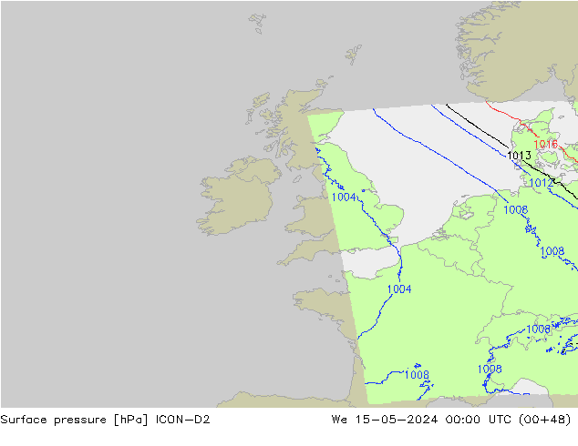 pression de l'air ICON-D2 mer 15.05.2024 00 UTC
