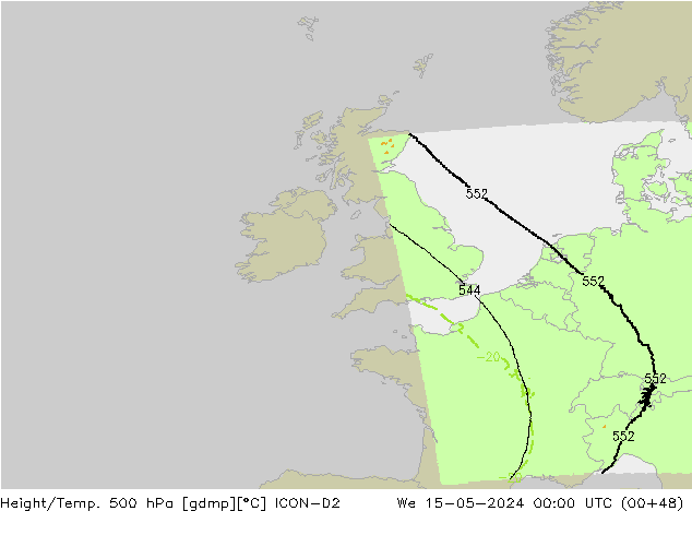 Geop./Temp. 500 hPa ICON-D2 mié 15.05.2024 00 UTC