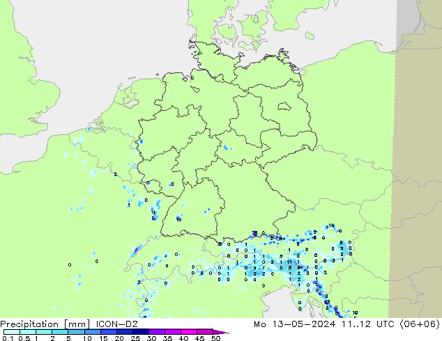 Yağış ICON-D2 Pzt 13.05.2024 12 UTC