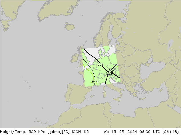 Yükseklik/Sıc. 500 hPa ICON-D2 Çar 15.05.2024 06 UTC